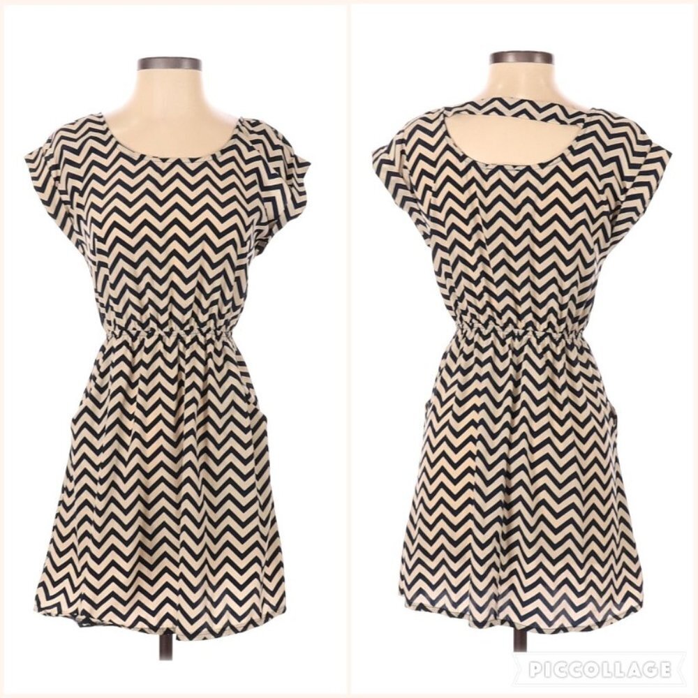 Pink Rose Chevron Cut-Out Dress